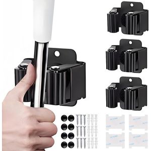 Ibenzoa® Set van vier muurbevestigde gereedschapshouders van roestvrij staal voor diverse ruimtes