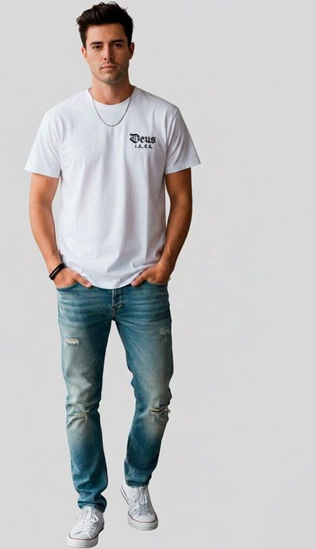 Deus Ex Machinavoor mannen. DMF251281B Sourmug T-shirt wit (S), Casual, Katoen, Korte mouwen