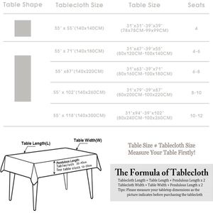 Tafelkleed vierkant katoen linnen tafelkleed afwasbaar antifouling kwasten design voor keuken, eetkamer, picknick, outdoor, tuin (140 x 140 cm)