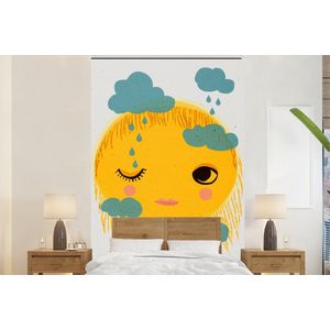 Zon - Gezicht - Geel - Wolken - Regen - Behangpapier