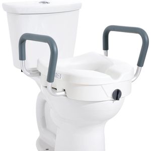 Toiletverhoger, 5 Inch Hoog, Draagvermogen 350 Lbs, Instelbare Breedte 19,1 Inch - 21,7 Inch, Montage met Draaisluiting, voor Ronde En Langwerpige Toiletten, Senioren, Gehandicapten, Zwangere Vrouwen