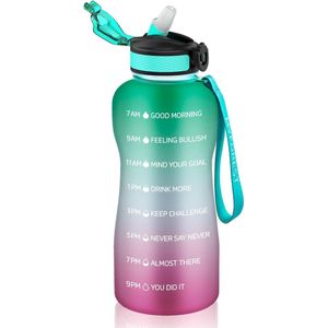 2,2 liter drinkfles met rietje, 2,2 liter sportfles met tijdmarkering, 2200 ml waterfles BPA-vrij, ideaal voor de sportschool