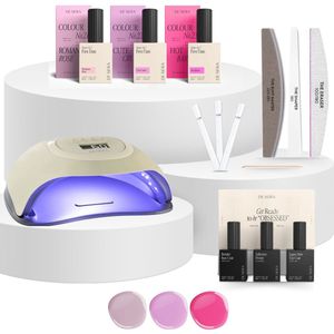 De Sera Gellak Set Starterspakket Roze - Gelnagels - 3 Kleuren Gellac - Inclusief Nageldroger XL, Primer, Basecoat, Top Coat & Nagelvijlen - Pink