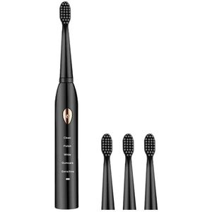 Elektrische klassieke sonische tandenborstel met 5 standen, USB-oplaadbaar, IPX7 waterdicht - Zwart