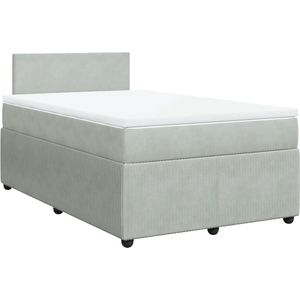 vidaXL - Boxspring - met - matras - fluweel - lichtgrijs - 120x190 - cm