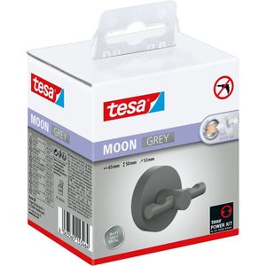 tesa MOON GREY zelfklevende badjashaak, matgrijs - badkamers in moderne en industriële stijl - zonder boren - 50 mm x 65 mm x 53 mm