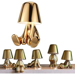Bureaulamp 09 led dimbaar industrieel goud – lampje woonkamer oplaadbare tafellamp slaapkamer nachtlampje volwassenen – Touch