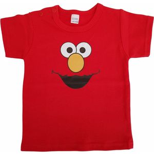 Rood baby t-shirt met rood monstertje - maat 80 - babyshower, zwanger, cadeautje, kraamcadeau, grappig, geschenk, baby, tekst, bodieke