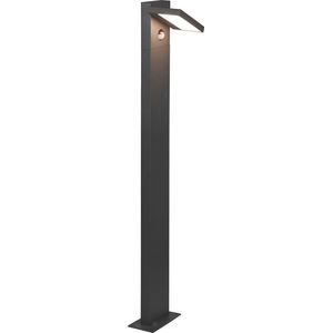 LED Tuinverlichting met Bewegingssensor - Staande Buitenlamp - Torna Ihson XL - 8W - Warm Wit 3000K - Draaibaar - Rechthoek - Mat Antraciet - Aluminium
