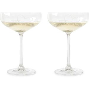 Riviera Maison Champagneglazen set With Love Coupe - 400 ML - Glas - Transparant - 2 stuks