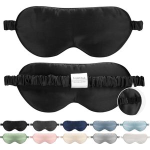 Zijden slaapmasker - oogmasker voor heren en dames - zwart - 100% moerbeizijde