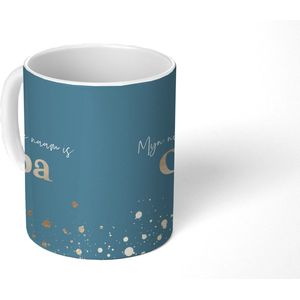 Mok - 275ML - Koffiebeker - Mokken Mannen - Koffiemok Vaderdag - Koffietassen - Peter geschenk - Koffietas - Blauw - 'Mijn nieuwe naam is opa' - Quotes - Spreuken - Theemok groot - Grote theemokken - Thee mok - Thee tas Grandpa - Geschenk Opa