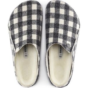 Birkenstock Zermatt Shearling Pantoffels Plaid White Wolvilt Regular-fit - Maat 40