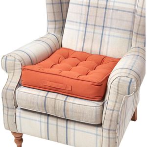 Homescapes - Fauteuilkussen met katoenen hoes - Zitkussen - Terracotta - 50x50 cm