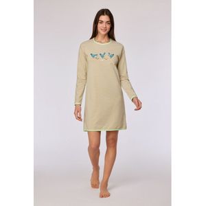 Woody slaapkleed meisjes/dames - groen/beige gestreept - duif - 252-10-DZF-Z/933 - maat M