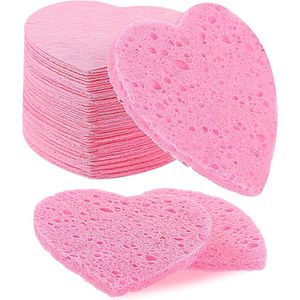 Roze Hartsponzen voor Diepe Reinigen - 60 Stuks Natuurlijke Gezichtspons