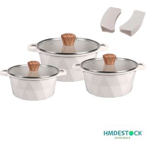 Royal Swiss - Braadpannen set - beige - 6 Delig - Inclusief Deksel - alle branders + Inductie - 24, 28 & 32 CM