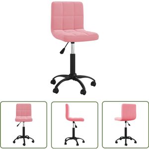 The Living Store Eetkamerstoel draaibaar fluweel roze - Eetkamerstoel - Fluweel - Roze - Draaibaar - Verstelbaar