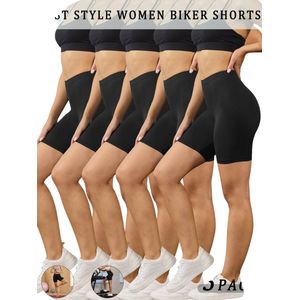 Nivard Biker Short Dames - Korte Legging - Lange Onderbroek - Bikershort - Met Pijpjes - 5 Pcs - Zwart - Maat XL