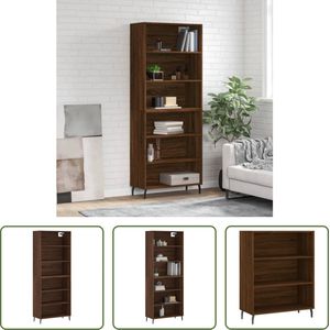 The Living Store Hoge Kast Buffetkast - 69.5x32.5x180 cm - Bruineiken