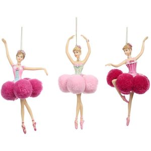Goodwill - Set Pompon ballerina's (3 stuks) - 18 cm - polyresin/textiel - Roze