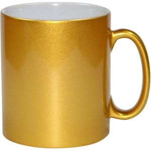 1x gouden koffie/ thee mokken 330 ml - Gouden cadeau koffiemok/ theemok