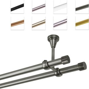 Goodivery - Verstelbare Plafondgemonteerde Gordijnrails - Zilvergrijs - Metaal