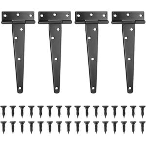 4 stuks T-scharnieren - T-scharnier - Zware schuurdeur scharnieren - Deurscharnieren, roestvrijstalen platte scharnieren voor poorten, tuinhuisjes, kasten - 6 inch