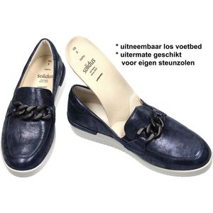 Solidus -Dames - blauw donker - ballerina's & mocassins - maat 39.5