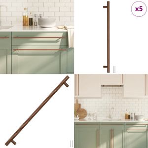vidaXL Handvatten 5 st 480 mm roestvrij staal bronskleurig - Handvat - Handvatten - Handgreep Voor Kast - Handgreep