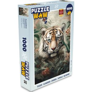 Puzzel Tijger - Vlinders - Dieren - Jungle - Bloemen - Legpuzzel - Puzzel 1000 stukjes volwassenen