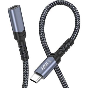 NÖRDIC USBC-N1159 - Nylon gevlochten USB-C verlengkabel 3m - 100W Power Delivery - 4K60Hz video en Emarker - 10Gbps