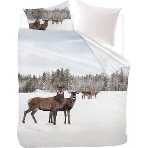 Snoozing Winter Landscape - Flanel - Dekbedovertrek - Tweepersoons - 200x200/220 cm - Wit