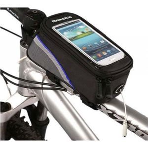Waterdichte Telefoonhouder met opbergvak (maat S) voor fiets of mountainbike, Roswheel Telefoon - Fietstas - Frame. o.a. voor iPhone 4 / 4s, 5 / 5C /5s, Galaxy J1, A3, S2 plus, S3 mini, S4 mini enz