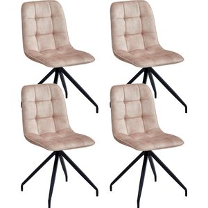 Parexio® - Farucci Eetkamerstoel - Set Van 4 - Beige - Adoré Velvet - Design