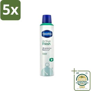 5 x Vaseline - Active Fresh - Deospray - Fris & Verkoelend - 250 ml - Grootverpakking - Vaseline Active Fresh Deospray - Fris En Verkoelend - Anti-transpirant - Zweetvermindering - Geur