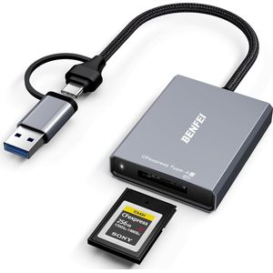 Benfei CFExpress Type A Kaartlezer - Aluminium USB 3.0/ USB C naar Type B Cardreader