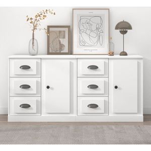 The Living Store Dressoir Classic White - Set van 2 - 70 x 35.5 x 67.5 cm - Duurzaam bewerkt hout