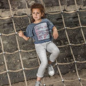 DJ Dutchjeans T-shirt Don't Think Too Much dark mid blue melange  -  Maat  92