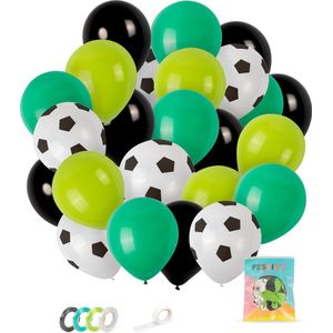 Festivz 40 stuks Zwart/Groen Voetbal Ballonnen – Decoratie – Feestversiering – Zwart - Black Latex - Groen - Green Latex - Voetbalfeest - Voetbal