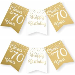 Paperdreams verjaardag vlaggenlijn 70 jaar - 2x - wit/goud - 600 cm