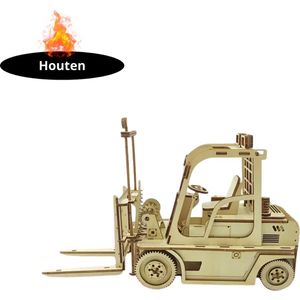 Nivard Bouwpakket Hout - Kinderen - Volwassenen - Bouwpakketten Volwassenen - Boot - Houten Puzzel - 3D - Vorkheftruck