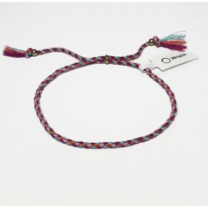 Wristin - Tibetaanse armband gevlochten roze/oranje/turquoise