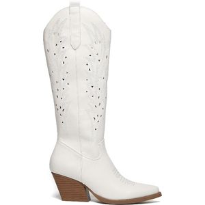 SmileFavorites® Dames Cowboylaarzen met Hak - Wit - Imitatieleer - Maat 37