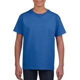 Blauw basic t-shirt met ronde hals voor kinderen unisex- katoen - 145 grams - blauwe shirts / kleding voor jongens en meisjes M (116-134)