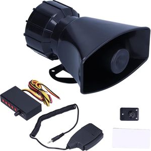 Auto Sirene Hoorn Mic PA Luidsprekersysteem - 12V 100W Noodgeluidsversterker - 5 Tonen voor Auto Motor