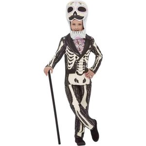 Smiffy's - Spook & Skelet Kostuum - Groot Hoofd Skelet Kind Kostuum - Roze, Zwart / Wit - Small - Halloween - Verkleedkleding