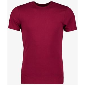 Unsigned heren T-shirt katoen ronde hals bordeauxrood - Maat S