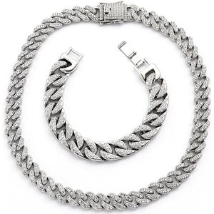Sieraden set van 2: Zilveren Ketting Armband | Roestvrij Stalen Pantserketting Cubaanse Link voor Mannen - Hiphop-Rapper Stijl | Vadercadeau. .