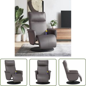 The Living Store Massagestoel verstelbaar met voetensteun kunstleer grijs - Massagestoel - Ergonomische Stoel - Relaxstoel - Lounge Stoel - Elektrische Massage
